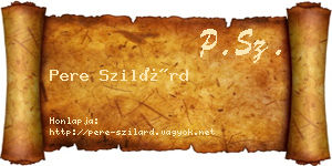 Pere Szilárd névjegykártya